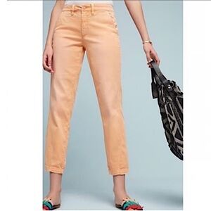 Anthropologie CHINO Pants Relaxed Ankle 28 Waist Faded Orange Pastel Cropped